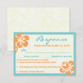 Beach Flowers RSVP Oranje en Blauwgroen (Voorkant / Achterkant)