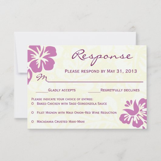 Beach Flowers RSVP - Paars Kaartje (Voorkant)