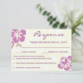 Beach Flowers RSVP - Paars Kaartje (Staand voorkant)