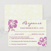 Beach Flowers RSVP - Paars Kaartje (Voorkant / Achterkant)