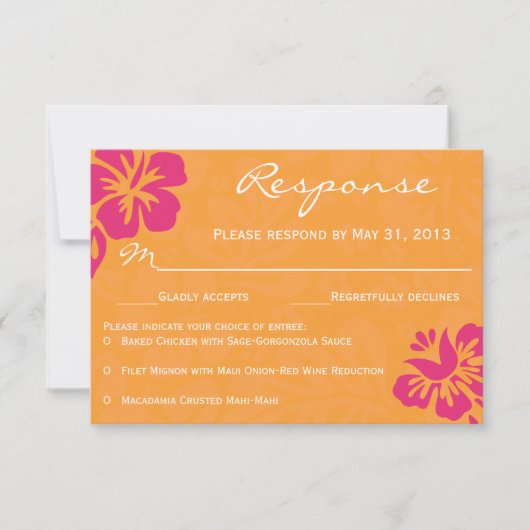 Beach Flowers RSVP - Sinaasappel & Fuschia (Voorkant)