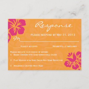Beach Flowers RSVP - Sinaasappel & Fuschia Kaartje