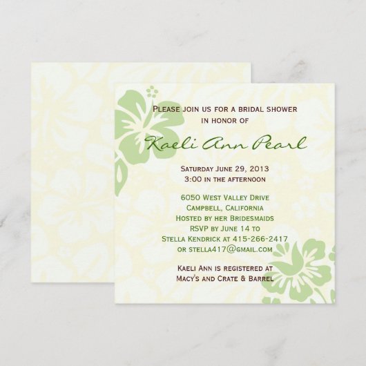 Beach Flowers Vrijgezellenfeest - Green Kaart (Voorkant / Achterkant)