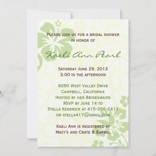 Beach Flowers Vrijgezellenfeest - Green Kaart (Voorkant)