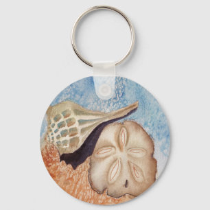Beach Footprint & Seashells Sleutelhanger