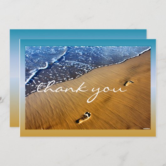 Beach Footstep Dank je blanco kaart (Voorkant / Achterkant)