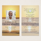 Beach Forever Hearts Memorial Photo Prayer Card Visitekaartje (Voorkant /achterkant)