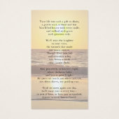 Beach Forever Hearts Memorial Photo Prayer Card Visitekaartje (Achterkant)