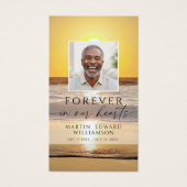 Beach Forever Hearts Memorial Photo Prayer Card Visitekaartje (Voorkant)