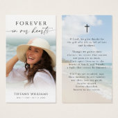 Beach Forever Hearts Photo Cross Prayer Card Visitekaartje (Voorkant /achterkant)