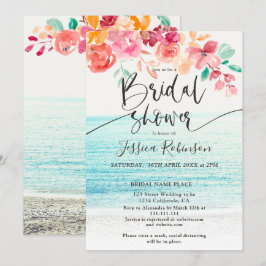 Beach foto floral waterverf herfst vrijgezellenfee kaart