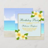 Beach & Frangipani Birthday Uitnodiging (Voorkant / Achterkant)