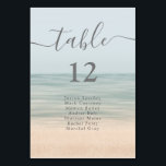 Beach Front  Hawaiian Weddenschap Table Kaart<br><div class="desc">Schrijf je trouwgastenlijstreservering in deze vintage trouwlijstnummer met een strandachtergrond voor een zomerknopje tropische bruiloft.</div>