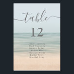 Beach Front  Hawaiian Weddenschap Table Kaart<br><div class="desc">Schrijf je trouwgastenlijstreservering in deze vintage trouwlijstnummer met een strandachtergrond voor een zomerknopje tropische bruiloft.</div>