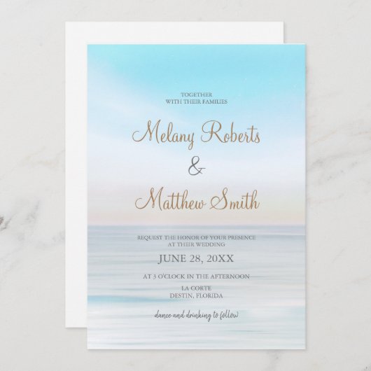 Beach Front Seaside Beach Threadding Weddenschap Kaart (Voorkant / Achterkant)