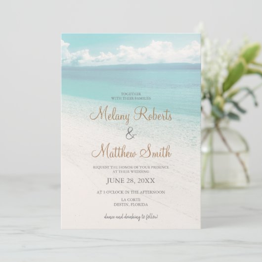 Beach Front Seaside Beach Threadding Weddenschap Kaart (Staand voorkant)