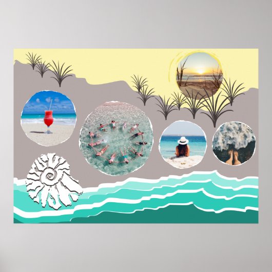 Beach Fun 5 Photo Collage Poster (Voorkant)