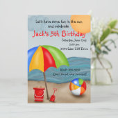 Beach Fun Birthday-uitnodigingen Kaart (Staand voorkant)