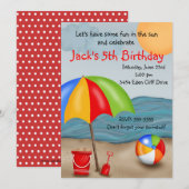 Beach Fun Birthday-uitnodigingen Kaart (Voorkant / Achterkant)