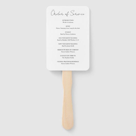 Beach Funeral Celebration of Life Order of Service Handwaaier (Achterkant)