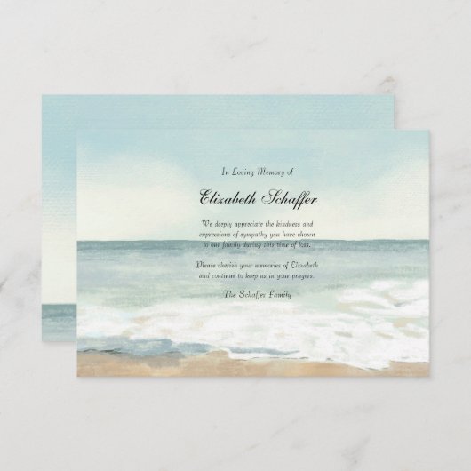 Beach Funeral Dank je kaart (Voorkant / Achterkant)