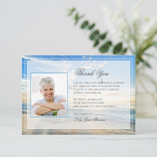 Beach Funeral - Hartelijk dank | Memorial Card Bedankkaart (Staand voorkant)