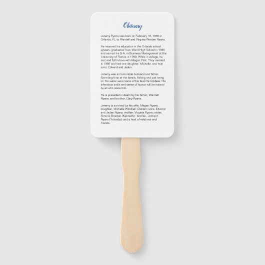 Beach Funeral Memorial Hand Fan Handwaaier (Achterkant)