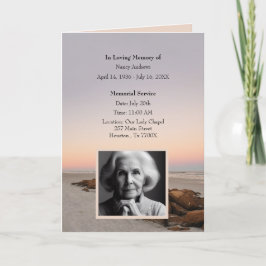 Beach Funeral Memorial Overlijdensbericht Opgevouw Programma