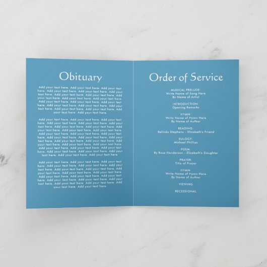 Beach Funeral Programme | Dienstenvolgorde Programma (Binnen)