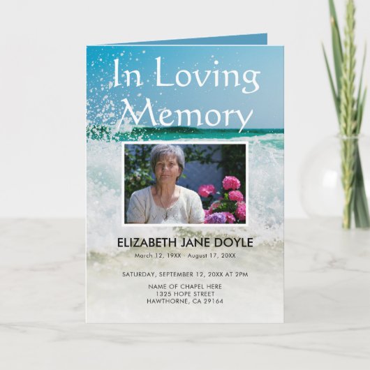 Beach Funeral Programme | Dienstenvolgorde Programma (Voorkant)