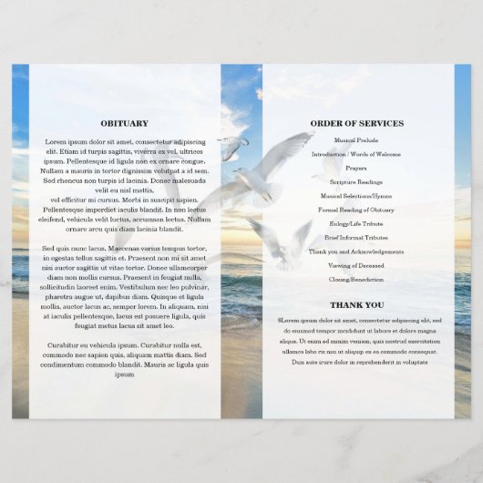 Beach Funeral Programme sjabloon (Achterkant)