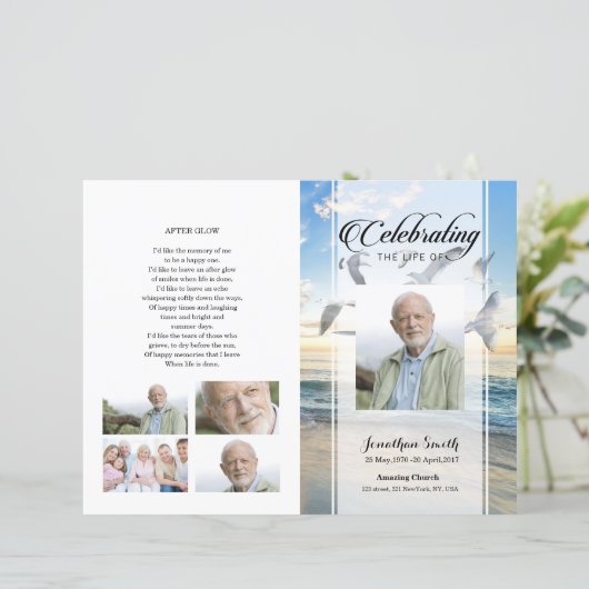 Beach Funeral Programme sjabloon (Staand voorkant)