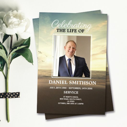 Beach Funeral Service Programme Celebration of Lif Flyer