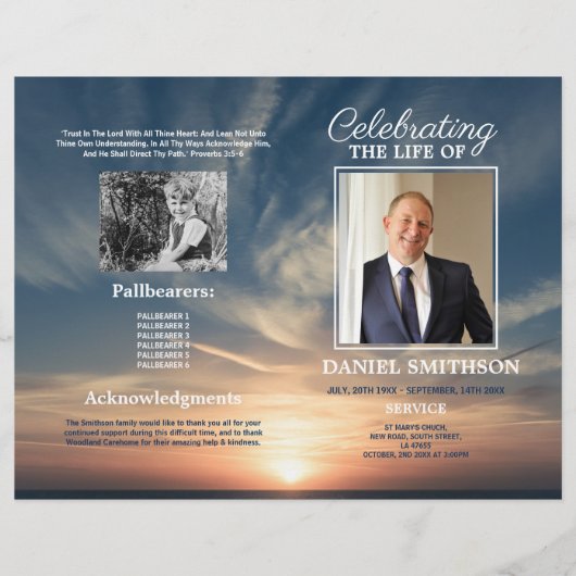 Beach Funeral Service Programme Celebration of Lif Flyer (Voorkant)