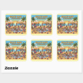 Beach Gathering Vierkante Sticker (Vel)