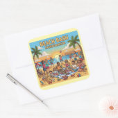 Beach Gathering Vierkante Sticker (Envelop)