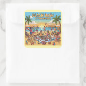 Beach Gathering Vierkante Sticker (Tas)