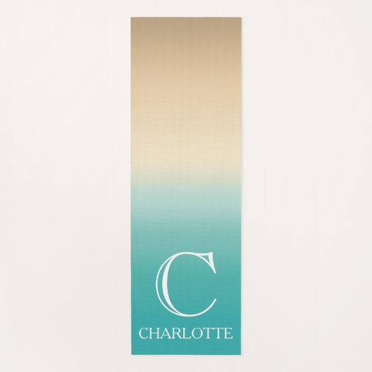 Beach-geïnspireerd ontwerp met monogram en naam yogamat (Voorkant)