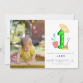 Beach Gender Neutral 1st Birthday foto Kaart (Voorkant)