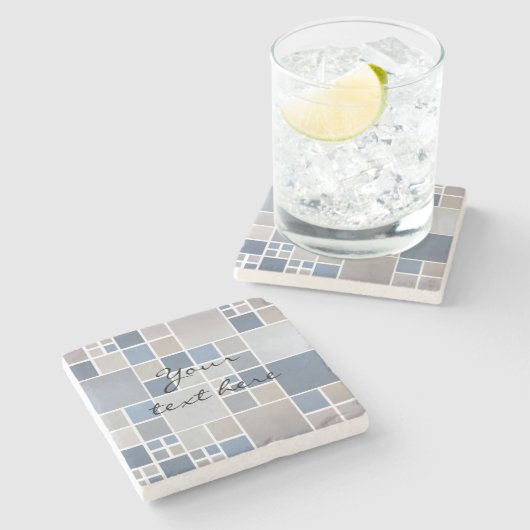 Beach Geometric Mosaic Pattern Stone Onderzetter (Zijkant)