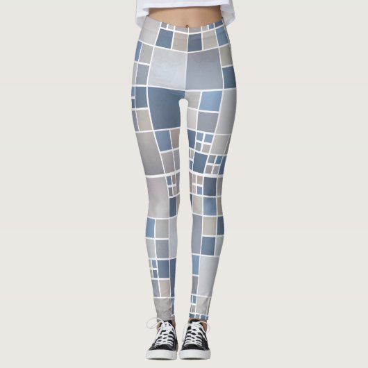 Beach Geometric Waterverf Pattern Legging (Voorkant)