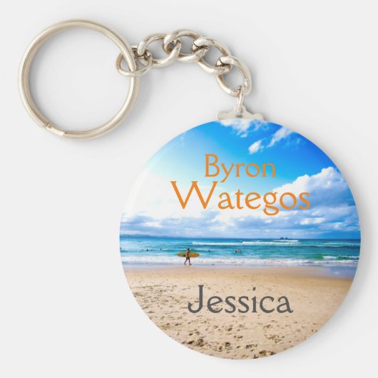 Beach gepersonaliseerd door Byron Bay Sleutelhanger (Voorkant)