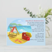 Beach Get-Away vrijgezellenfeest uitnodiging (Staand voorkant)