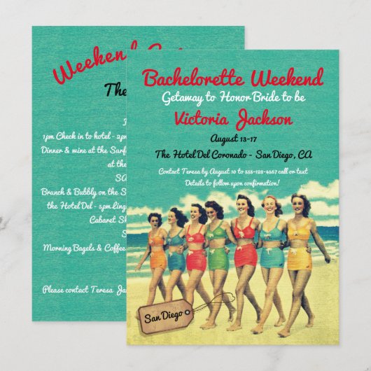 Beach Getaway Birthday of Bachelorette Destination Kaart (Voorkant / Achterkant)