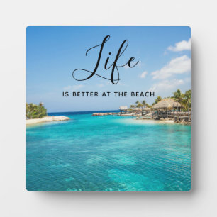 Beach Gezegde Tropisch strand met Thatched Huts Fotoplaat