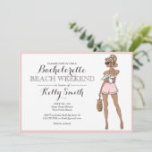 Beach Girl Bachelorette Party Invitation Kaart (Staand voorkant)