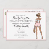 Beach Girl Bachelorette Party Invitation Kaart (Voorkant / Achterkant)