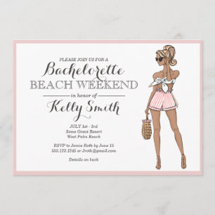 Beach Girl Bachelorette Party Invitation Kaart
