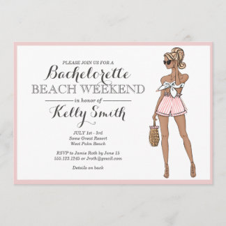 Beach Girl Bachelorette Party Invitation Kaart