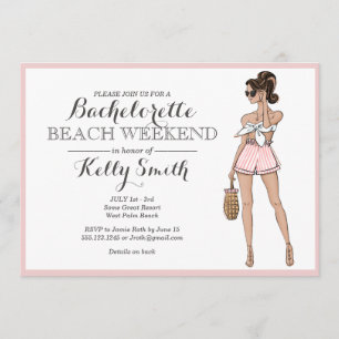 Beach Girl Bachelorette Party Invitation Kaart